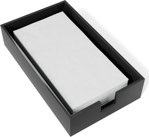TiHau Acrylic Guest Towel Napkin Holder, Black Bathroom Paper Hand Towels Storage Tray, Disposable Paper Towel Holder