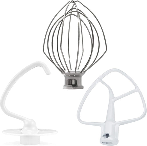 3 Pieces Stand Mixers Repair Set for Kitchen Tilt-Head Mixers, K45DH Dough Hook, K45B Coated Flat Blade, K45WW Wire Whip
