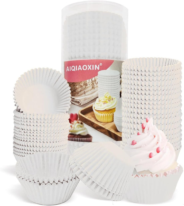 500pcs Standard White Cupcake Liners, Food Grade Non-Stick Greaseproof Muffin Wrappers by Bake Choice