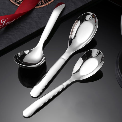 Asian Soup Spoons, Chinese Soup Spoons, Thick Heavy Stainless Steel Soup Spoons, Set of 4 Flat Square Spoon