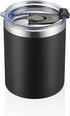 MEWAY 12 oz Lowball Tumbler, Stainless Steel Double Wall Vacuum Insulated Mug with Straw and Lid, Black