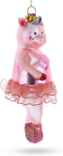Graceful Pig Dancing Ballet Blown Glass Christmas Ornament