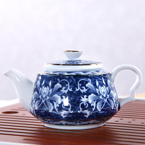 Blue and White Porcelain Teapot, Ceramic Chinese Teapot for Household and Desktop Decor