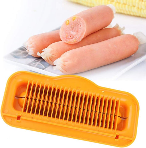 Multifunctional Hot Dog Sausage Cutter, Ham Slicer Kitchen Slicing Tool with Sharp Stainless Steel Blade for Slicing