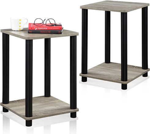 Grey/Black,2-Pack (2-99800GYW) FURINNO Stylish End Table, French Oak