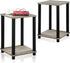 Grey/Black,2-Pack (2-99800GYW) FURINNO Stylish End Table, French Oak