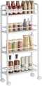 Asgolion Slim Storage Cart, 4-Tier Small Rolling Cart with Wheels, 5.9" Deep,