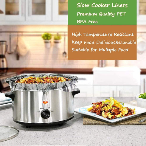 30 Slow Cooker Liners, Extra Large Disposable Cooking Bags for 6QT to 10QT Slow Cooker, Oval & Round