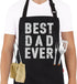 BBQ Funny Apron for Men - Best Dad Ever Chef Bib with 2 Pockets, Adjustable Neck Strap, Black