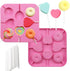 2Pcs Love Heart Lollipop Candy Molds, 8-Cavities Food Grade Silicone Molds with 40 Lollipop Sticks