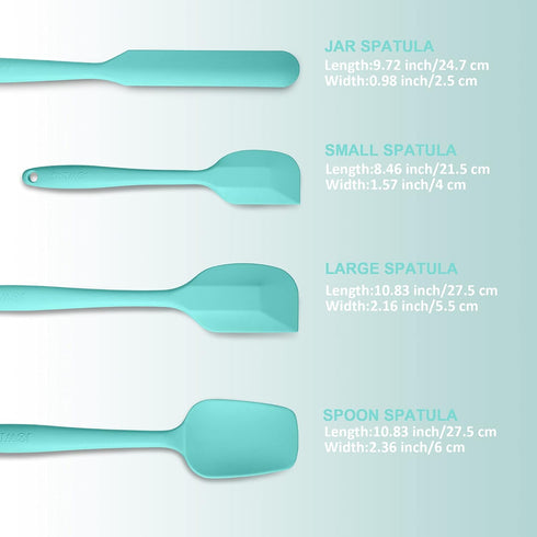 4 Piece Silicone Spatula Set, Flexible Heat Resistant Non-scratch Rubber Spatulas with Stainless Steel Core, Aqua Sky