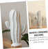 VOSAREA Ceramic Cactus Figurine Minimalist Cactus Statue Jewelry Holder Centerpiece Ornament for Home Office Decor