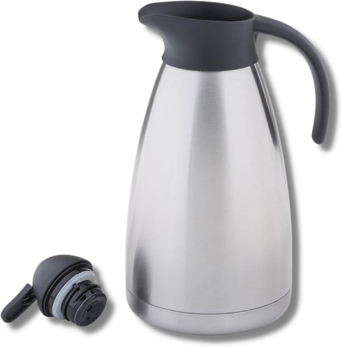 Tablecraft Stainless Steel Vacuum Coffee Carafe, 68 Ounce Thermal Insulated Dispenser for Hot and Cold Beverages