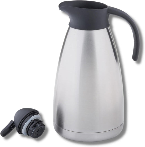 Tablecraft Stainless Steel Vacuum Coffee Carafe, 68 Ounce Thermal Insulated Dispenser for Hot and Cold Beverages
