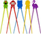 Training Chopsticks for Kids and Beginners - 5 Pairs with Attachable Learning Helper, Right or Left Handed