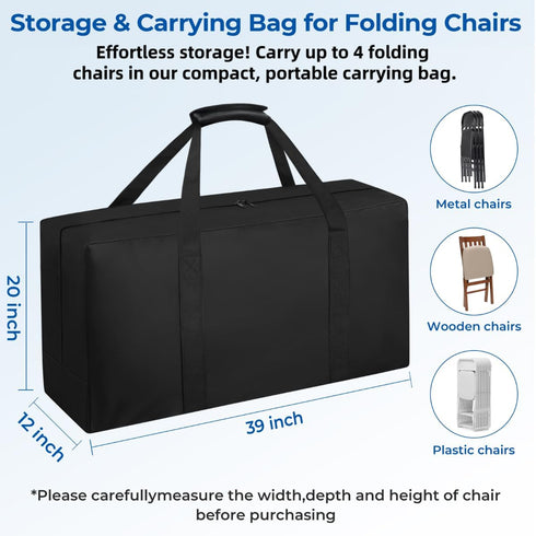 QYILUARE (39"L 12" 20" Heavy Duty Folding Chair Storage Bag,Large Waterproof Carry Bag for Metal,Wooden and Plastic