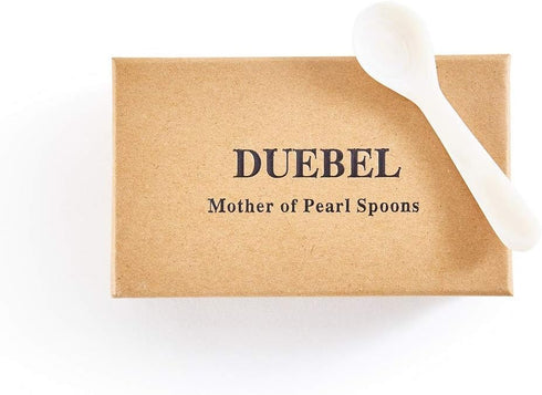 DUEBEL Set of 6 White Mother of Pearl Caviar Spoons for Serving Caviar, Egg, Ice Cream, Coffee (11x2.5cm)