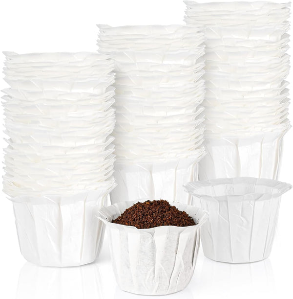 Disposable Paper Coffee Filters for K-Cup Single Brewer, Fit Most Keurig Single Serve Filter Brands (White, Small)
