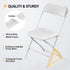 2 Pack Commercial 350lb. VINGLI White Plastic Folding Chair, Indoor Outdoor Portable Stackable Seat with Steel Frame