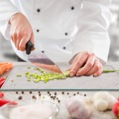 Tempered Glass Cutting Boards Set of 2, Clear Non-Slip Feet, Heat & Scratch Resistant, 12"x16" & 8"x12"