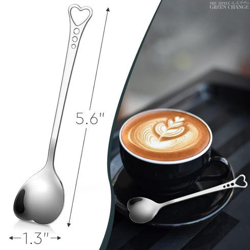 Tea Spoons Set of 6 Heart Shaped Spoon - Dessert Spoons Set Heart Shaped Spoons Stainless Steel Cute Spoons Mini Ice Cream Spoons - Cute Spoon Heart Coffee Spoons Set Heart Shape Spoon Heart Tea Set