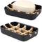 Bamboo Wooden Soap Dishes for Shower with Drainage for Bathroom Bar Soap