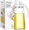 Marbrasse 20 OZ Oil Dispenser for Kitchen, Leakproof Glass Bottle with Auto Flip Cap (White)