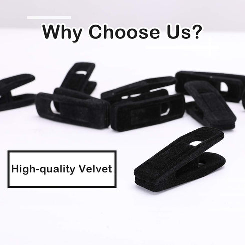 Trgowaul Thin Velvet Hangers Clips, Strong Finger Clips for Pants (20pc, Black)