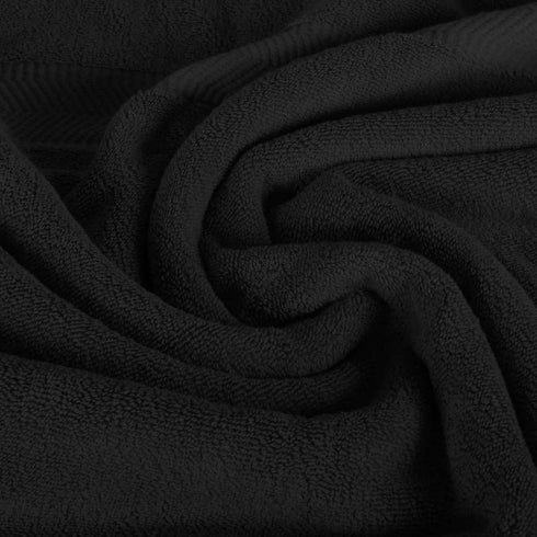 BY LORA Set Set, Custom Embroidered Terry Cotton Ring Spun Bath Towel, Hand Towel and Washcloth - Black Towel Gold