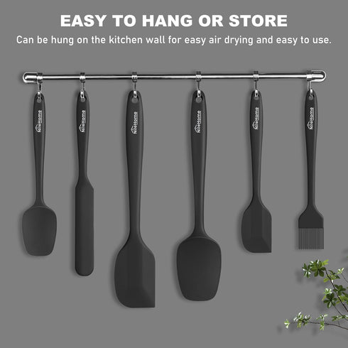 NileHome Silicone Spatula Set, 6 Pieces Food Grade Kitchen Utensils with Silicone Brush, Heat Resistant BPA-free Rubber