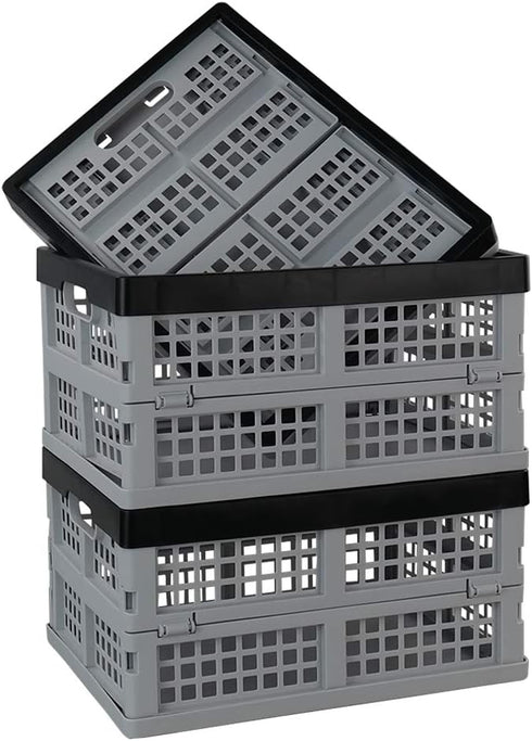 Eagrye 32 Set 3 L Collapsible Storage Crate, Folding Storage Crates