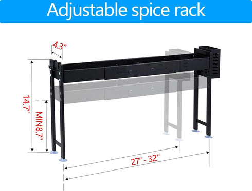Horynar Over Stove Spice Shelf for Kitchen Spice Rack Organizer with Extra Black Basket and Hooks Great for Stove Top