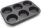 Muffin Pan, 6 Cup Cupcake Baking Pan, No Stick Carbon Steel, Easy Clean