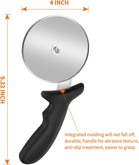 Pizza Cutter Wheel, Stainless Steel Slicer, 9.33-Inch Super Heavy, Sharp Classic Cutters with Finger Guard