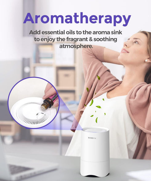 Small Air Purifier for Home Bedroom, Personal Desk Mini Hepa Air Purifier, Fresheners Cleaner for Dorm, Pets, Smoke,
