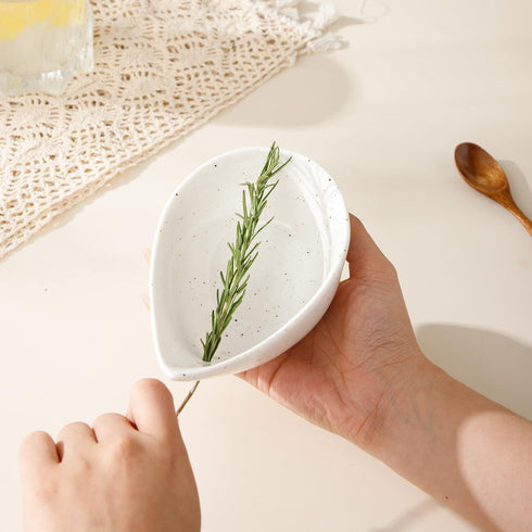 Dneuoir Herb Stripper Bowl, Ceramic Herb Peeling Bowl, Kitchen Herbs Leaf Stripping Tool, Pottery Herb Peeler for Kale