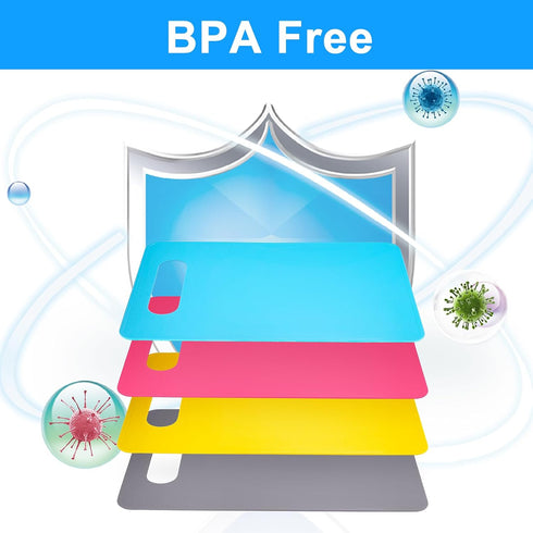 Flexible Cutting Board Set - BPA Free 4 Colored Plastic Cutting Board Mats, Dishwasher Safe, 11.4 IN x 7.5 IN