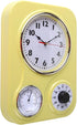Lily's Home Retro Kitchen Wall Clock with Thermometer and 60-Minute Timer, Yellow (9.5 in x 13.3 in)