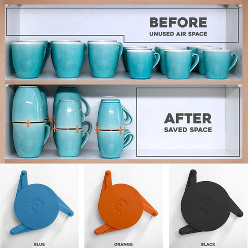 ELYPRO Mug Stacker 6-Pack, Coffee Mug Rack & Organizer, Stackable Cup Holder for Kitchen, Under Cabinet Mug Holder,