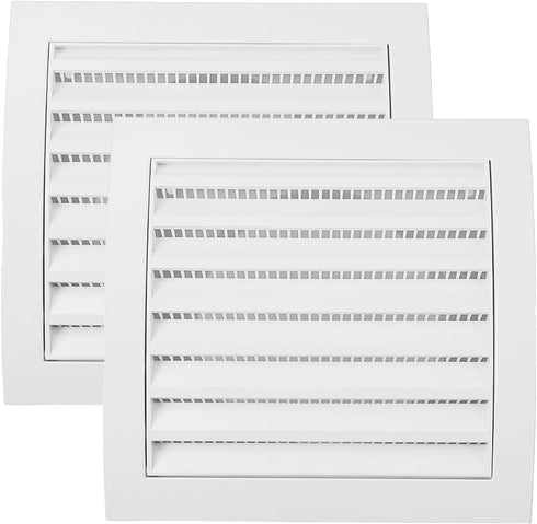Vent Systems 4'' Inch White Pack of 2 Air Vent Covers for Dryer Vents and Bathroom Exhaust, Black Louvered Cover