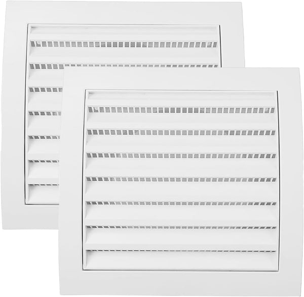 Vent Systems 4'' Inch White Pack of 2 Air Vent Covers for Dryer Vents and Bathroom Exhaust, Black Louvered Cover