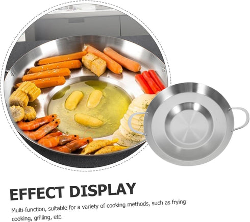 DOITOOL Stainless Steel Flat Frying Pan, Comal Frying Bowl, Heavy Duty Outdoors Cookware Stir Fry Pan (38cm) Mexican