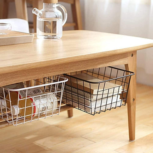 Set of 4 Redrubbit Wire Storage Baskets, Large Farmhouse Metal Freezer Organizer Bins with Handles for Kitchen