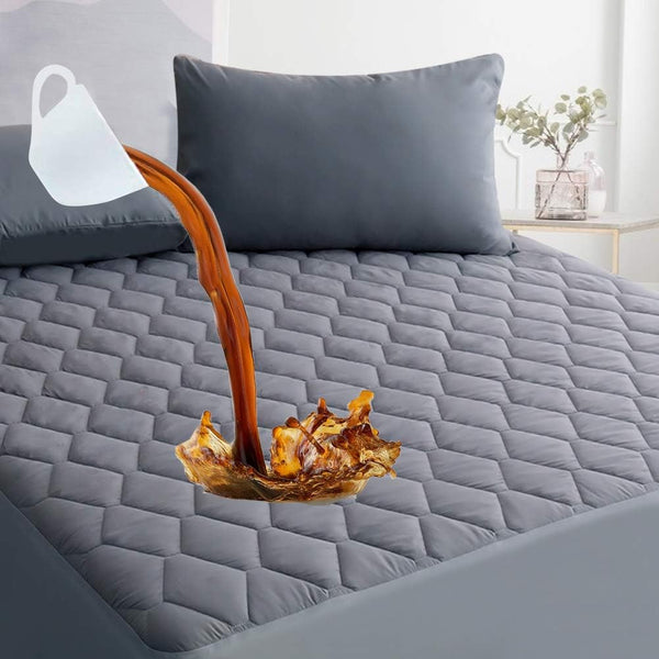 Twin Quilted Fitted Waterproof Mattress Pad, Breathable Premium Soft Filling Protector, 8-21 Inches Deep Pocket (Grey)