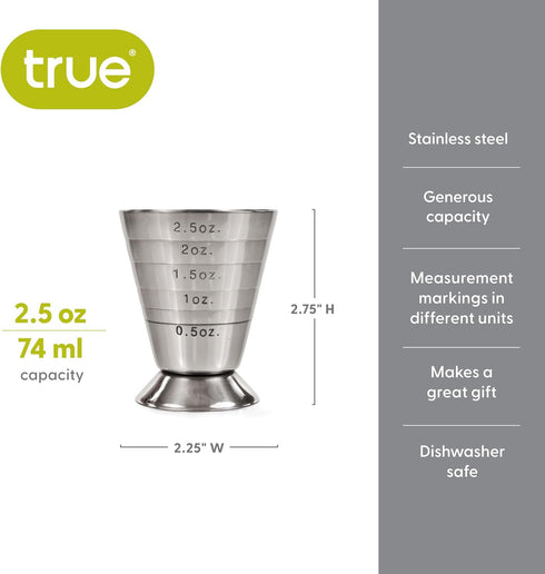 True Trio Multi-Unit Drink Measure, Stainless Steel Shot Measuring Cup, 2.5oz Set of 1