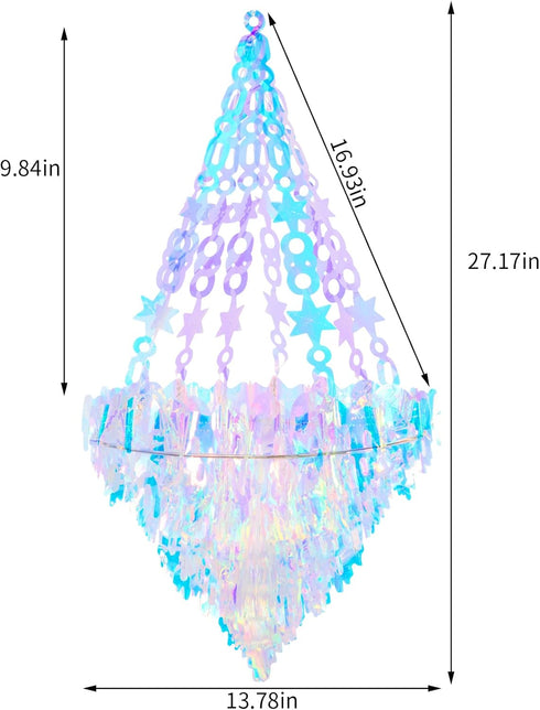 Heliltd Frozen Iridescent Chandelier Hanging Decoration Holographic Party Decoration Rainbow Film Party Supplies