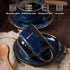 Stand,4 Set 6, JIEMEI HOME Porcelain Stackable Espresso Cups with Saucers and Metal Ounce Demitasse Cups for Coffee