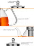 6 1000ml 33.8oz TETWIN Glass Teapot Including Blooming Flower Tea Balls, Stovetop Safe Tea Pot with Removable Infuser