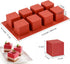 JOERSH Cube Cake Silicone Mold, 2" x 2" x 2" 3D Square Mousse Cake Baking Mold, 8-Cavity