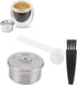 Reusable Coffee Capsule Pod with Spoon Brush, Fits Multifunctional Stainless Steel Capsule for Q NDIQ7323 Coffee Maker